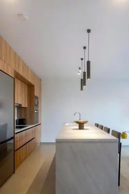a kitchen with a large island with a counter top at Ortus Luxury Residence in Rhodes Town
