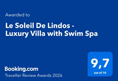 a screenshot of a cell phone with the text la social de limbs luxury villa at Le Soleil De Lindos - Luxury Villa with Swim Spa in Líndos