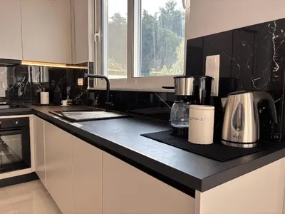 a kitchen with a counter top with a coffee maker at Kyra Maria 3, Loft in Rhodes Town