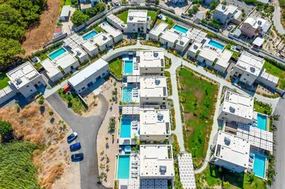 an aerial view of an apartment complex at Villa Trapezia Diamond in Kolimbia