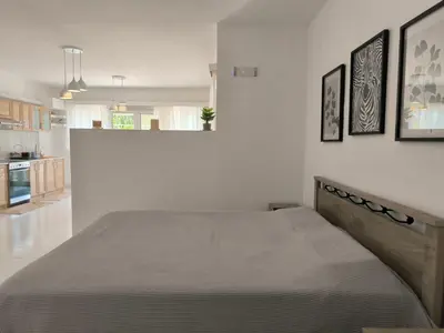 a bedroom with a large bed in a room at Costelia Studio in Ialyssos
