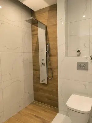 a bathroom with a toilet and a shower at Costelia Studio in Ialyssos