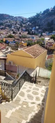 a view from the balcony of a building at Villa Salachouri in Symi