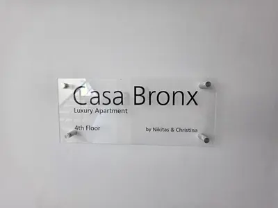 a sign that says casa bronx on a wall at Casa Bronx luxury apartment in Rhodes Town