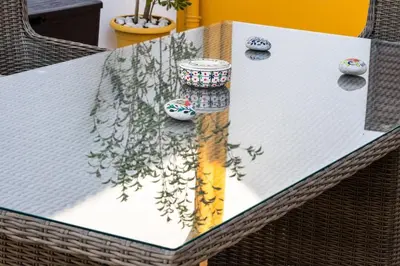 a table with some rocks on top of it at Villa Savastoula in Phanaes