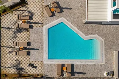 an overhead view of a swimming pool at Luxury Villa Amani Retreat in Líndos