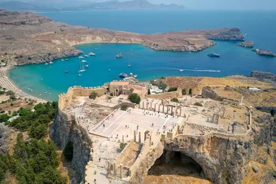 an aerial view of a town on a cliff at Loft 146 in Rhodes Town