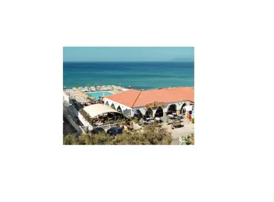 an aerial view of a resort with the ocean in the background at Coralli Apartments in Pefki Rhodes