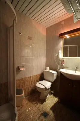 a bathroom with a toilet and a sink at Sofia Pension in Rhodes Town