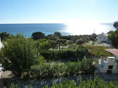 a view of the ocean from a house at Villa Lia Panorama in Pefki Rhodes