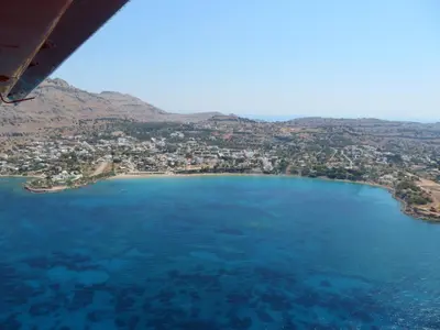 a view of a lake from an airplane at Andreas Studios in Pefki Rhodes
