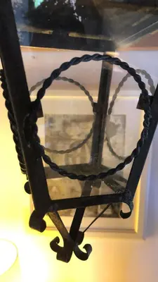 a mirror sitting on top of a table at Hypate, traditional island cottage in Halki