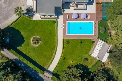 an overhead view of a estate with a swimming pool at Bella Foresta Villa in Ialyssos