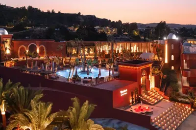 an aerial view of a building with a swimming pool at Venezia Resort Hotel & Spa in Faliraki