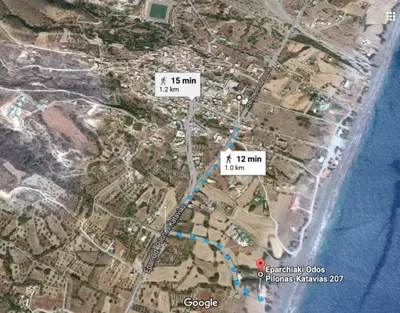 a detailed map of a city with twoisions at Vamare Beachfront House in Gennadi