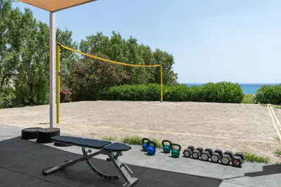 a ping pong net with a bunch of balls at Paralos Rodos Lifestyle in Kolimbia
