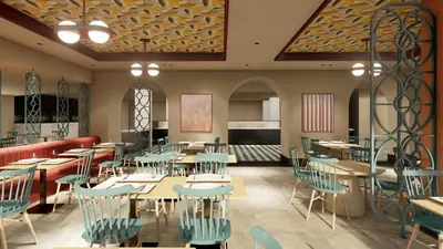 a restaurant with tables and chairs in a room at Paralos Rodos Lifestyle in Kolimbia