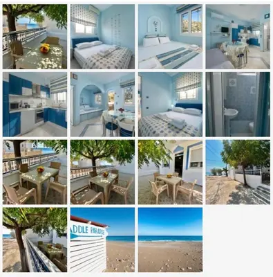 a collage of photos of different types of homes at Stella Beach House in Archangelos