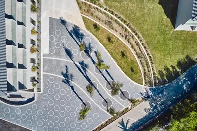 an overhead view of a swimming pool in a building at Princess Sun Hotel in Kiotari