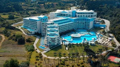 an aerial view of a resort with a pool at Atrium Platinum Resort & Spa in Ixia
