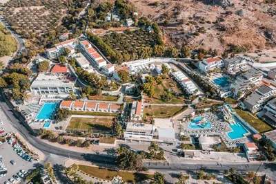 an aerial view of a resort with a pool at Aiora Aqua Resort in Pefki Rhodes
