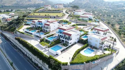 an aerial view of a villa in a resort at Kolymbia Village in Kolimbia