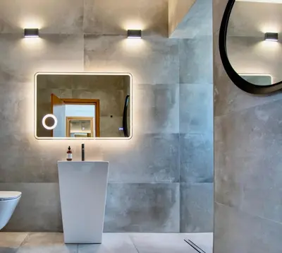 a bathroom with a sink and a mirror at Villa Lindos Kalliopi on Rhodes AMA 0 0 0 0 3 6 6 0 4 0 3 in Líndos