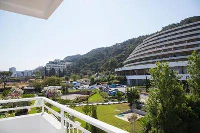 a view from the balcony of a building at Elenis Philoxenia in Ixia