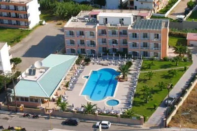 an aerial view of the resort with a swimming pool at Rhodian Rose Hotel in Faliraki