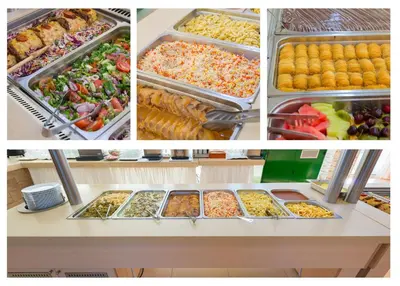 a collage of pictures of a buffet with different foods at Lito Hotel in Ixia