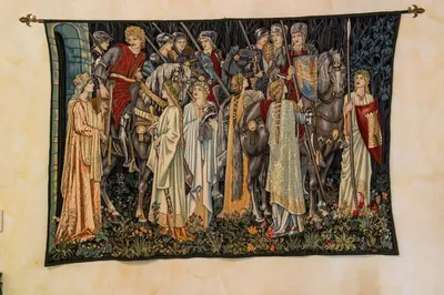 a tapestry hanging on a wall with a painting at Lemuria Manor, Wine Dark Sea Villas in Rhodes Town