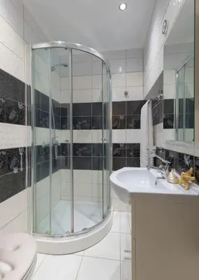 a bathroom with a shower and a sink and a toilet at Monte Smith Hill in Rhodes Town