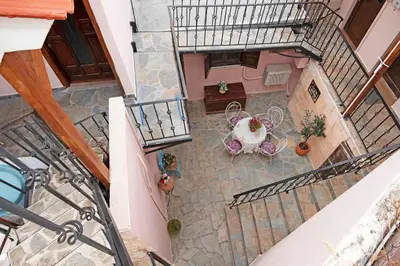 an overhead view of a room with a table at Arionos Rooms - Old Town in Rhodes Town