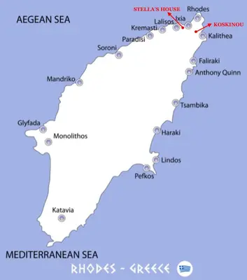 an illustrated map of the netherwegian sea at Kalithea Hills Appartment 1 in Koskinou