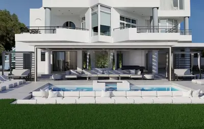 a rendering of a villa with a swimming pool at Monte Smith Luxury Villas in Rhodes Town