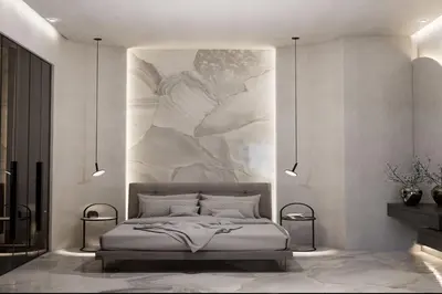 a bedroom with a bed with a painting on the wall at Monte Smith Luxury Villas in Rhodes Town