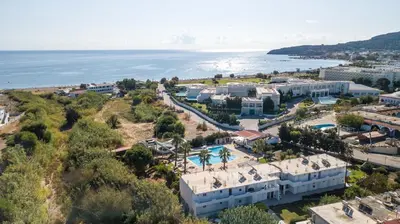 an aerial view of a resort and the ocean at Sam's Faliraki in Faliraki