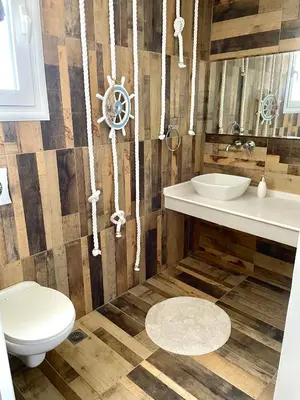 a bathroom with a toilet and a sink at Kostas Studios in Faliraki