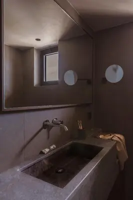 a bathroom with a large sink and a mirror at Cook's Club Kolymbia Rhodes -Adults only in Kolimbia