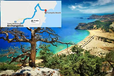 a map of the approximate location of croatian beach at Villa Dalia in Archangelos