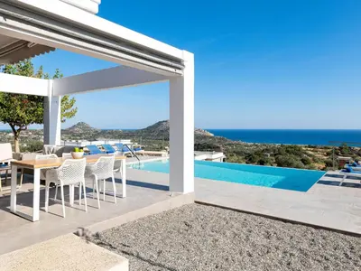 a villa with a view of the ocean at Villa in Rhodes near Ladiko Bay in Kalithies