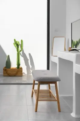 a chair sitting in front of a counter in a room at Mea Terra Villas in Lachania