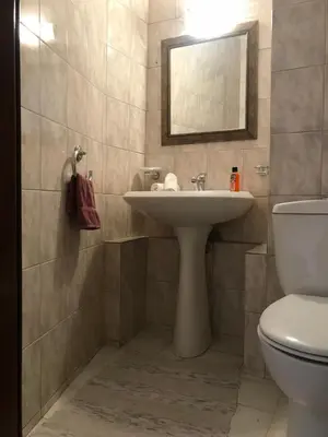 a bathroom with a sink and a toilet at The one & only in Symi