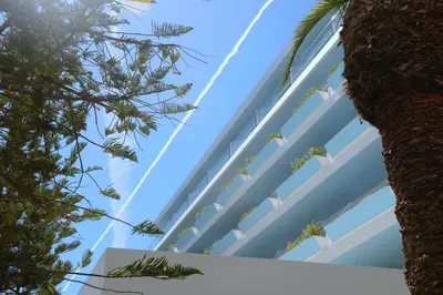 a building with white birds on the side of it at Blue Horizon in Ialyssos