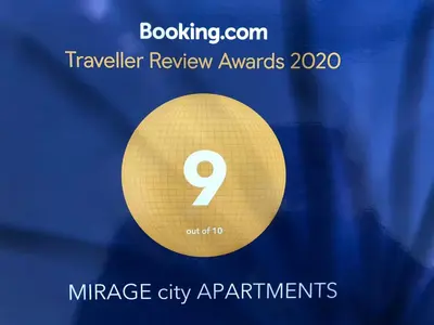 a gold circle with the number on it at MIRAGE city APARTMENTS in Rhodes Town