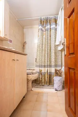a bathroom with a toilet and a shower with a curtain at Villa Elion in Symi