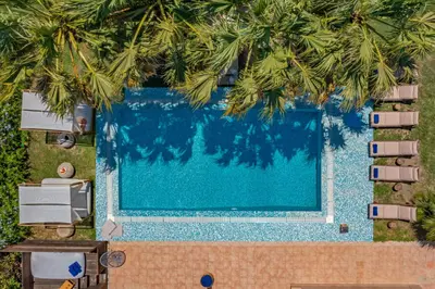 an overhead view of a swimming pool at Luxury Mansion Rhodes in Ialyssos