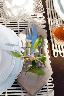 a table with a napkin with a fork and knife at OLD TOWN CLASSIC HOUSE RHODES in Rhodes Town