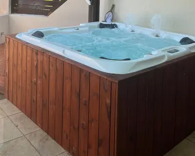 a jacuzzi tub in a room at RHODIAN TREASJURE Spiridione Studios in Faliraki