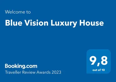 a blue vision luxury house with the text welcome to blue vision luxury house at Blue Vision Luxury House in Pefki Rhodes
